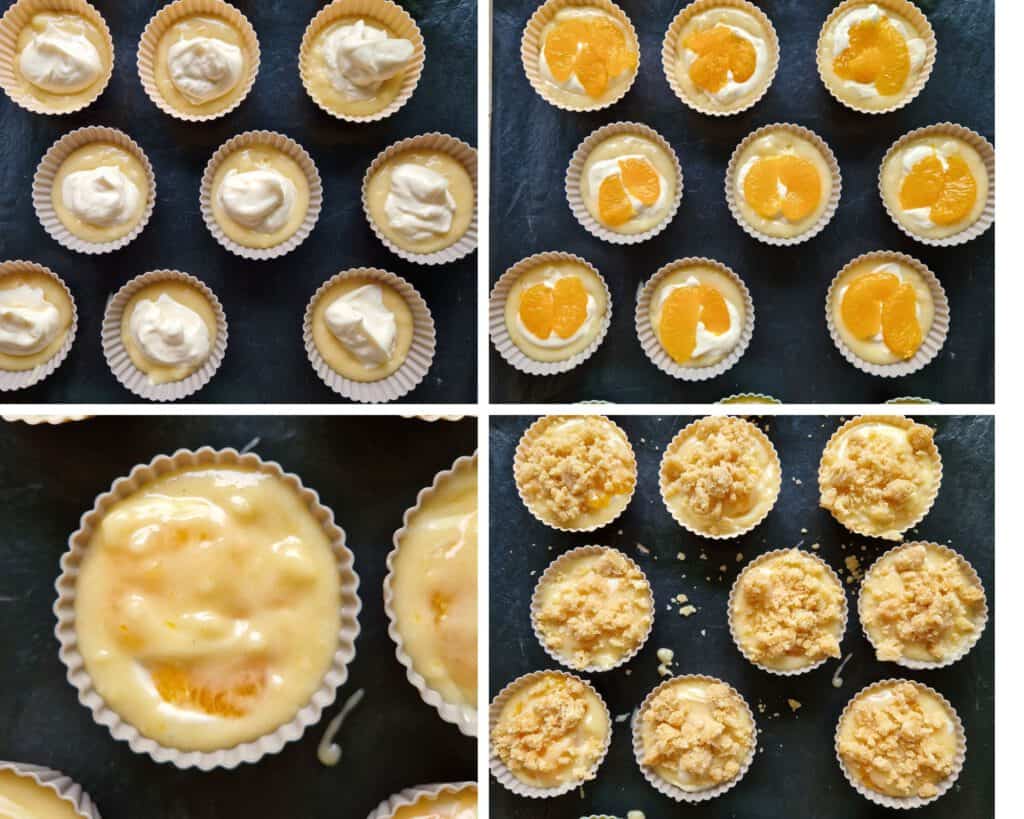 Saftige Mandarinen Muffins mit Frischkäse und Streuseln Ein einfaches