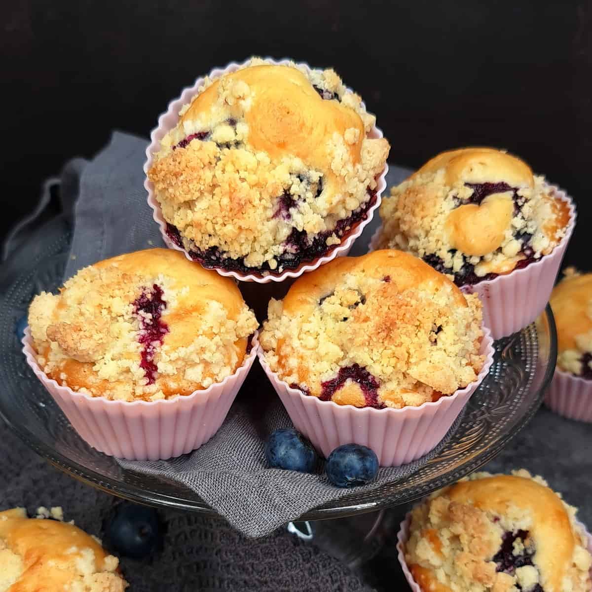 Blaubeermuffins mit Streuseln