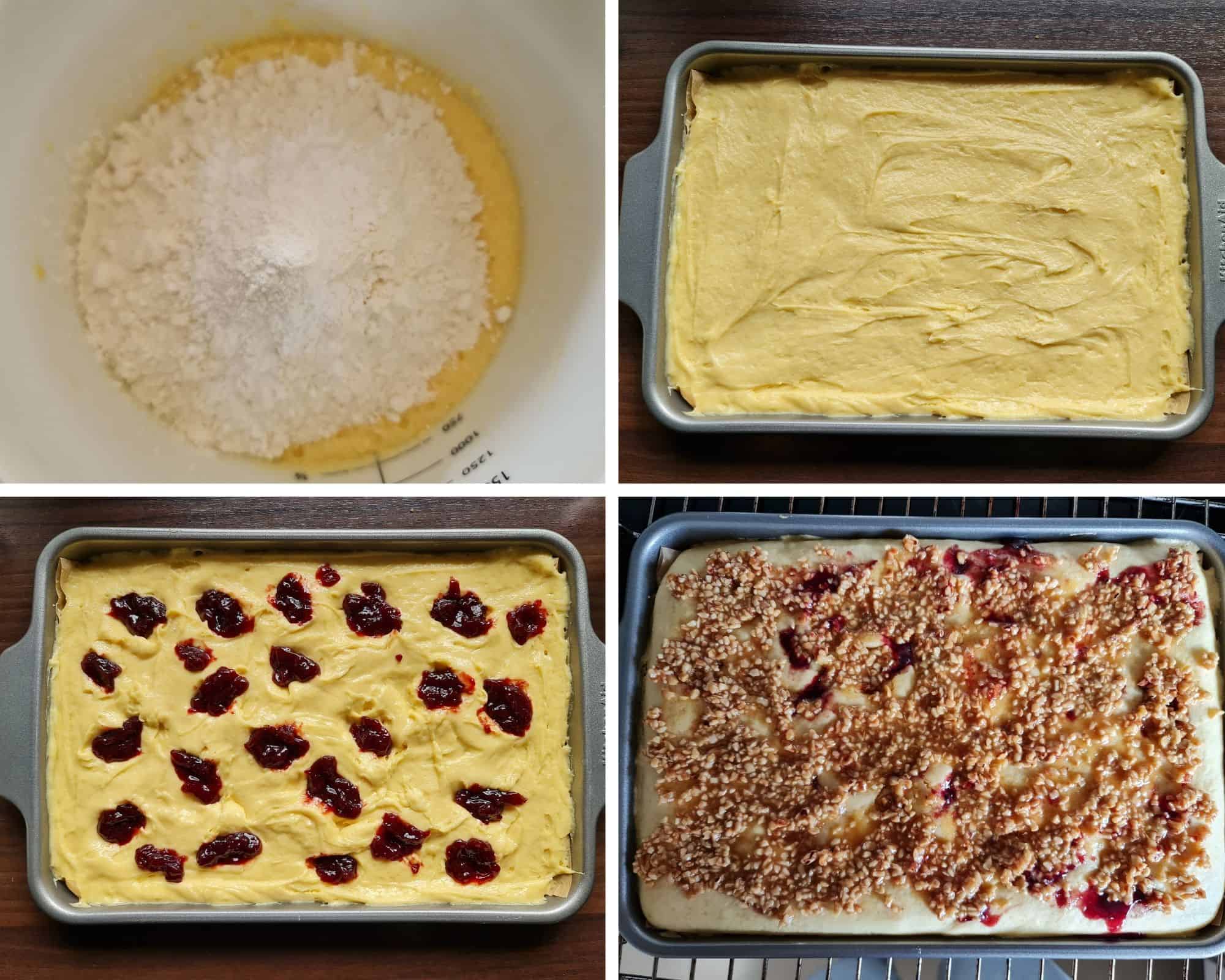 Zubereitungsschritte für den Marmeladen-Blechkuchen
