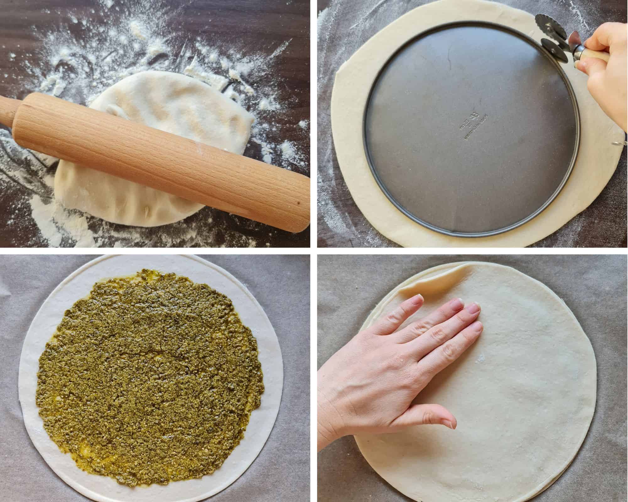 Zubereitungsschritte: Pesto-Blume aus Pizzateig 3/5