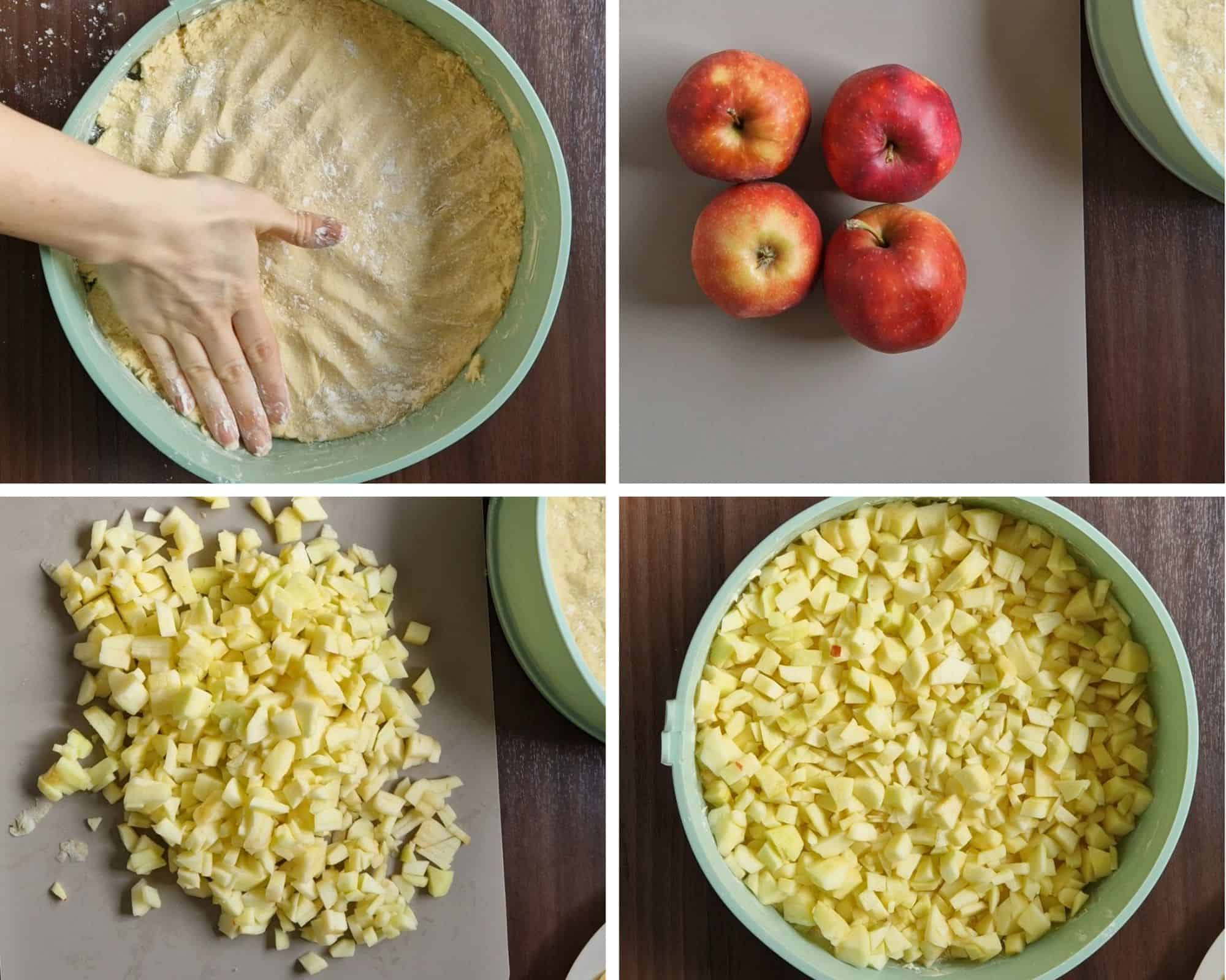 Zubereitungsschritte: Apfel-Streuselkuchen mit Quark-Teig und Haselnuss-Streuseln 2/3