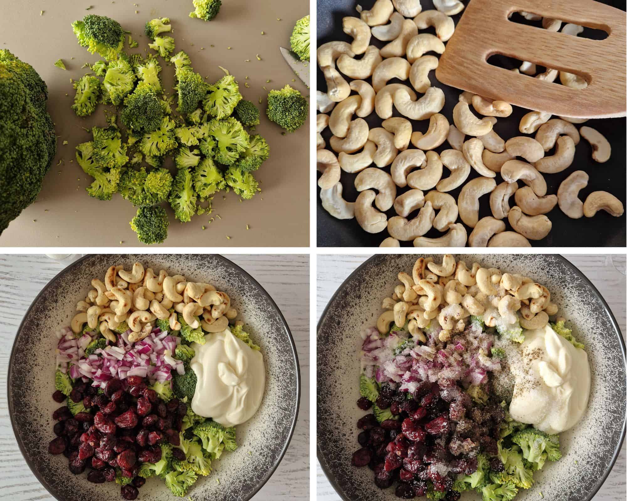 Zubereitungsschritte: Brokkoli Salat mit Cranberrys und Cashewkernen 1/1