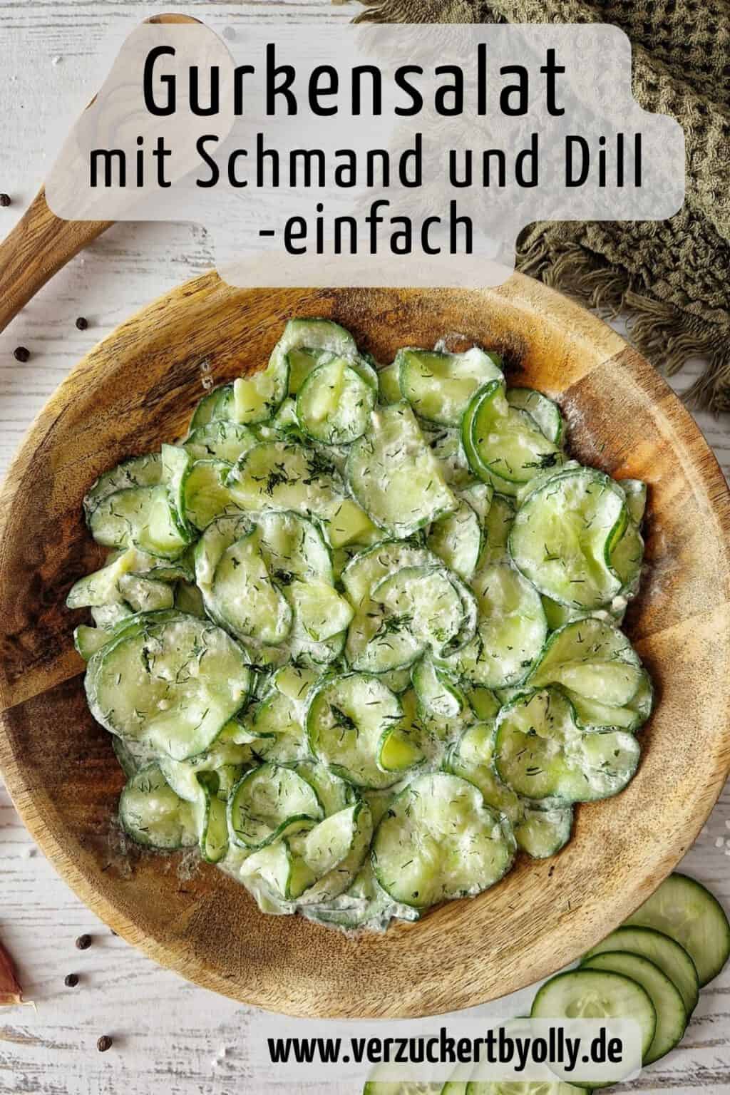 Einfacher Gurkensalat mit Schmand und Dill - ein schnelles Rezept für ...