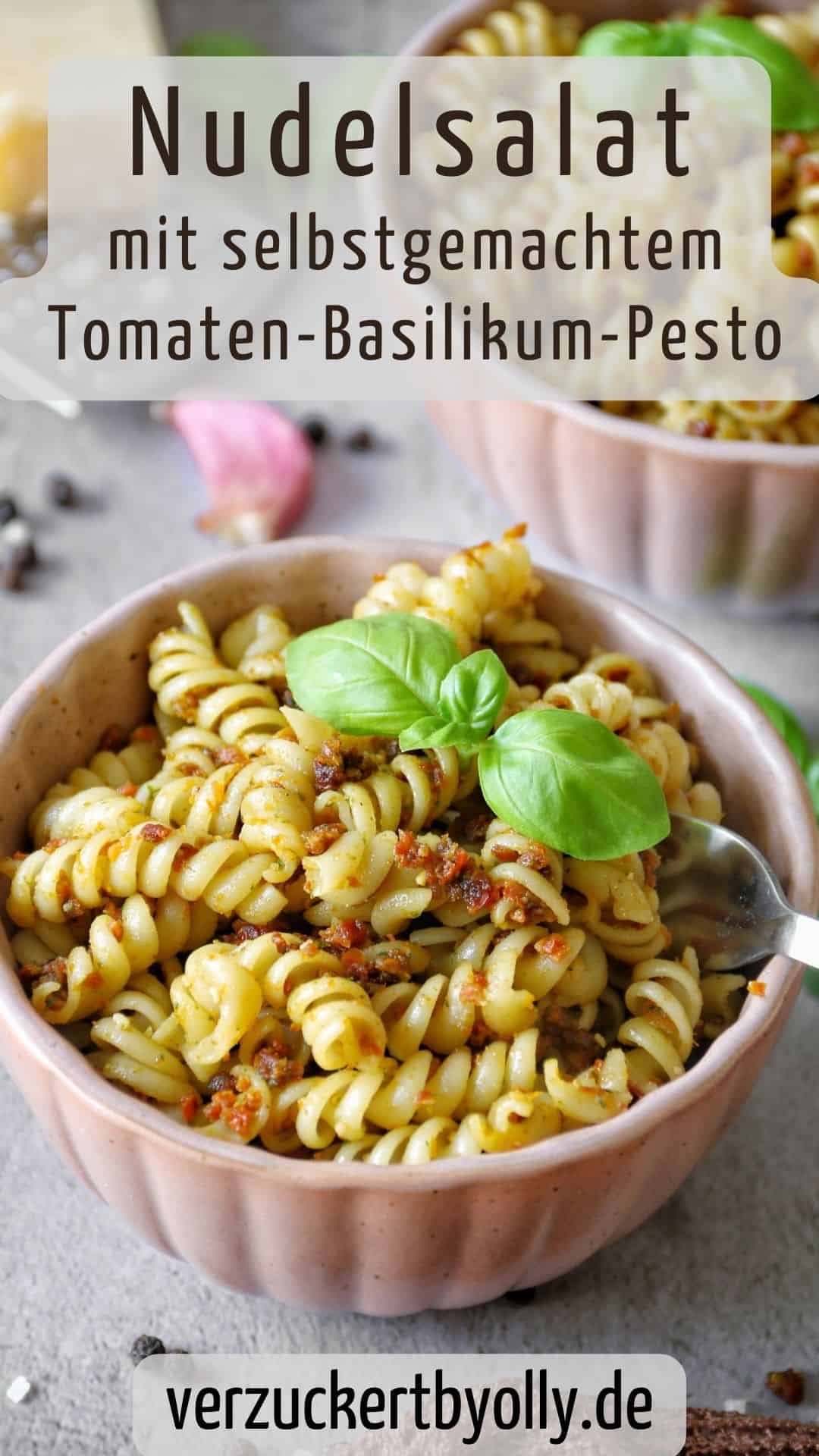 Pin zu Pinterest: Nudelsalat mit Tomaten-Basilikum Pesto