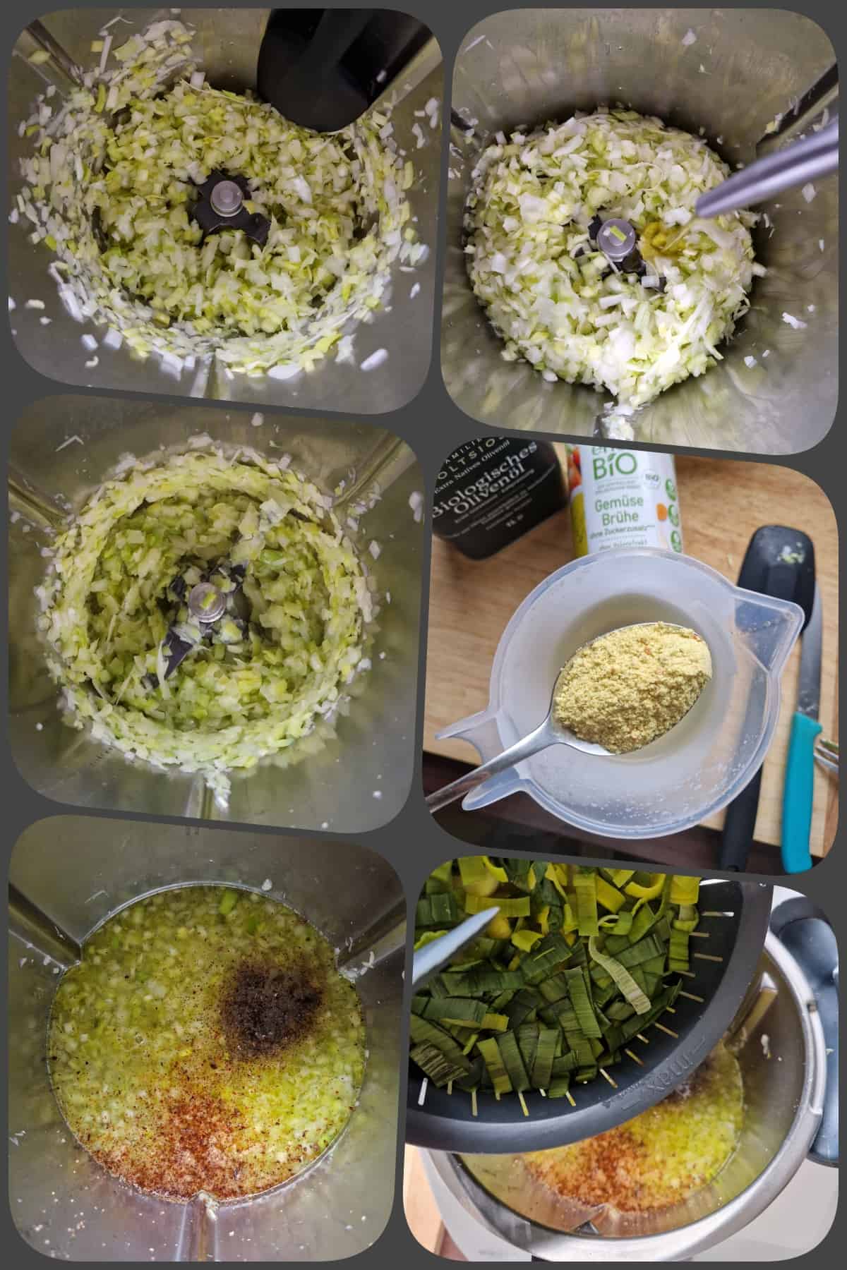 Zubereitungsschritte für die Käse-Lauch-Suppe aus dem Thermomix® 2/3