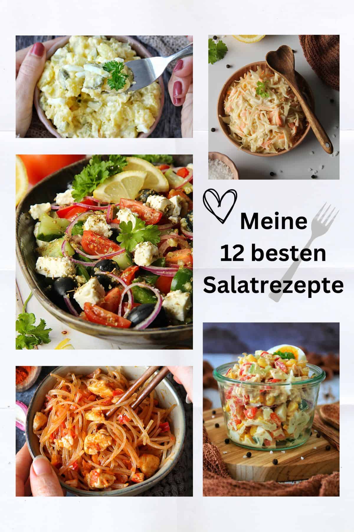 Collage mit den besten 12 Salat-Rezepte von verzuckertbyolly.de