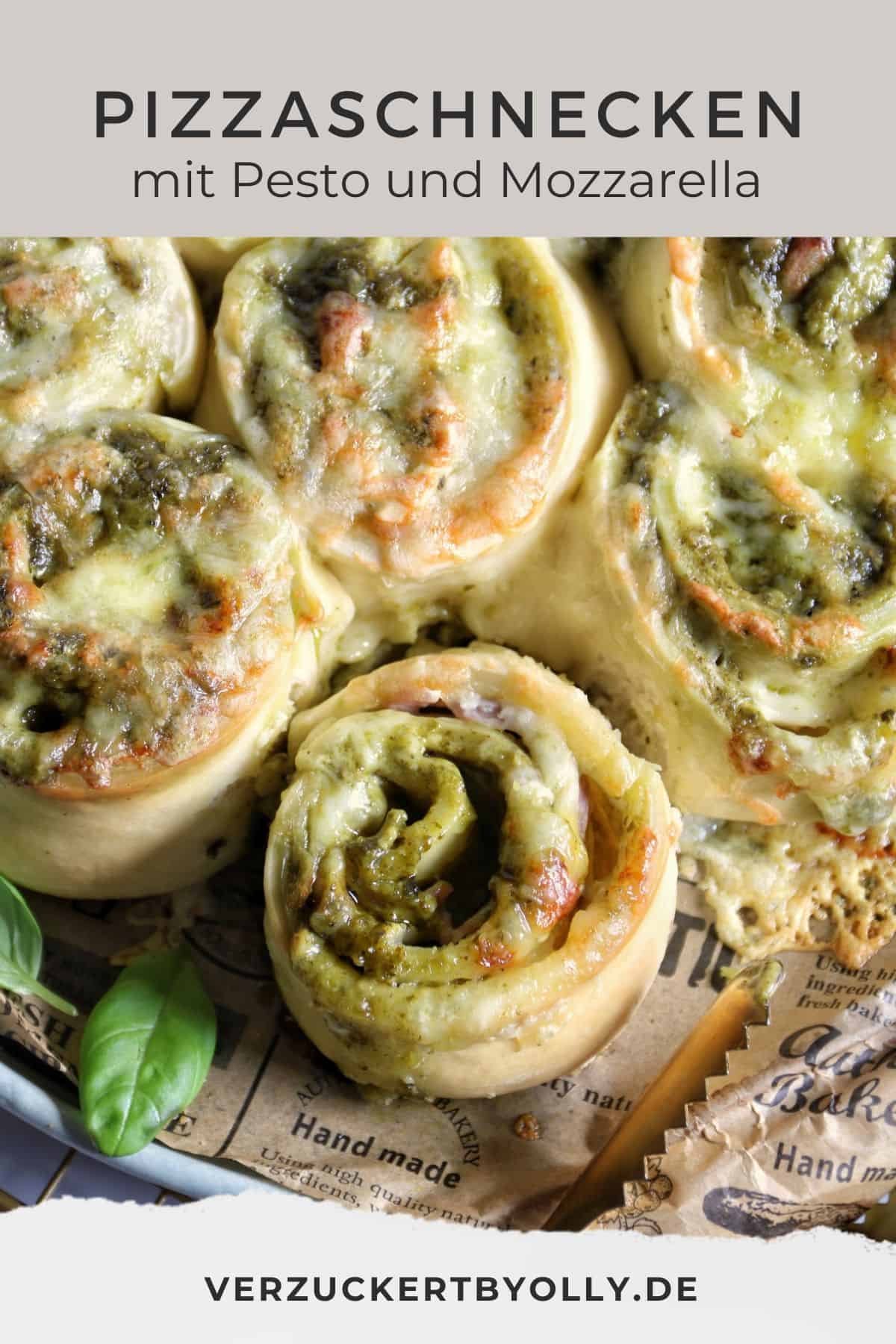 Pin zu Pinterest: Pizzaschnecken mit Pesto und Mozzarella aus Ferrtigteig