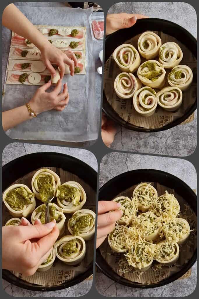 Pizzaschnecken mit Pesto und Mozzarella: Schnelles Rezept mit ...