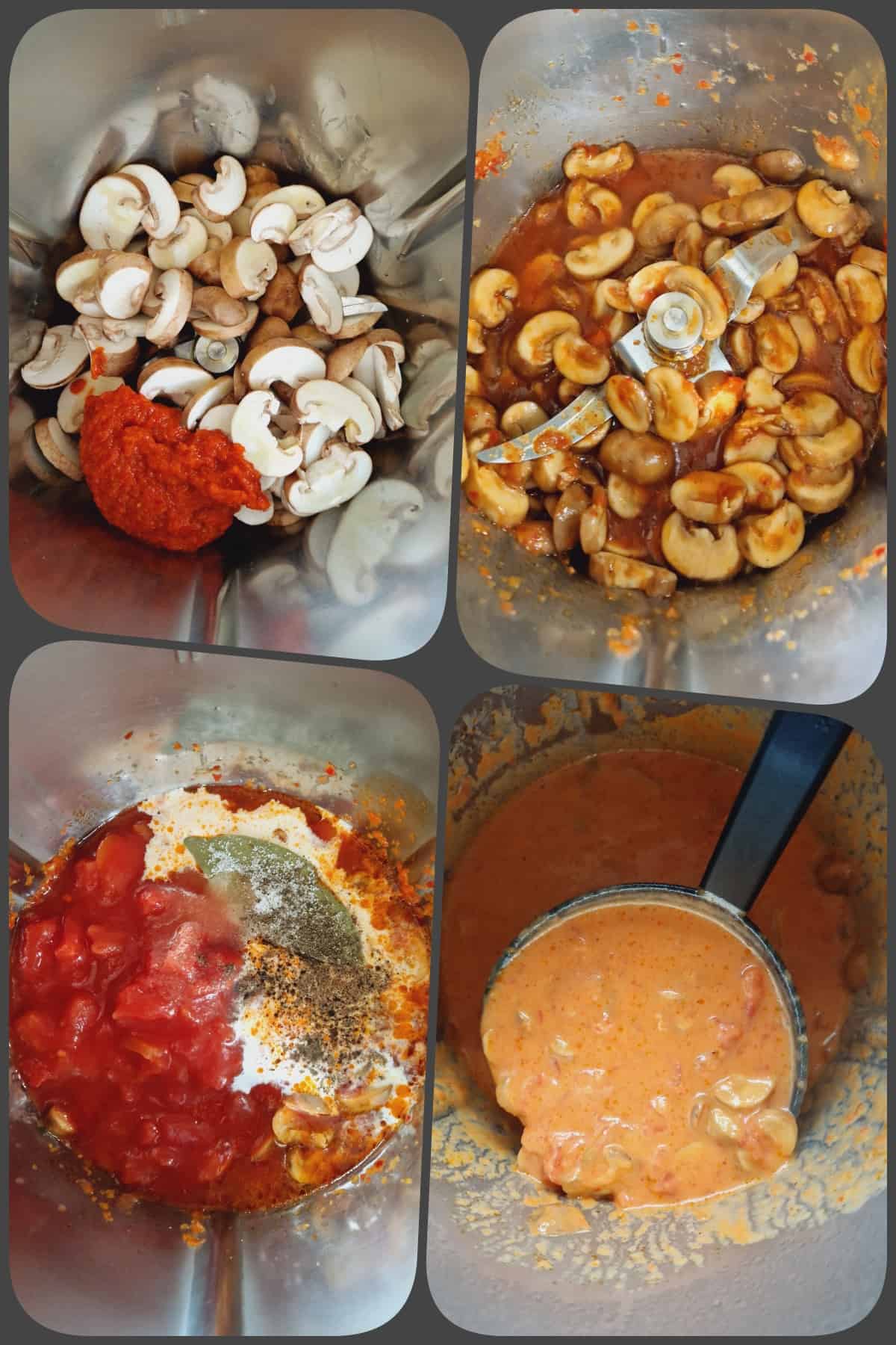 Tomaten-Champignonsoße für Manti: Zubereitungsschritte 3/4