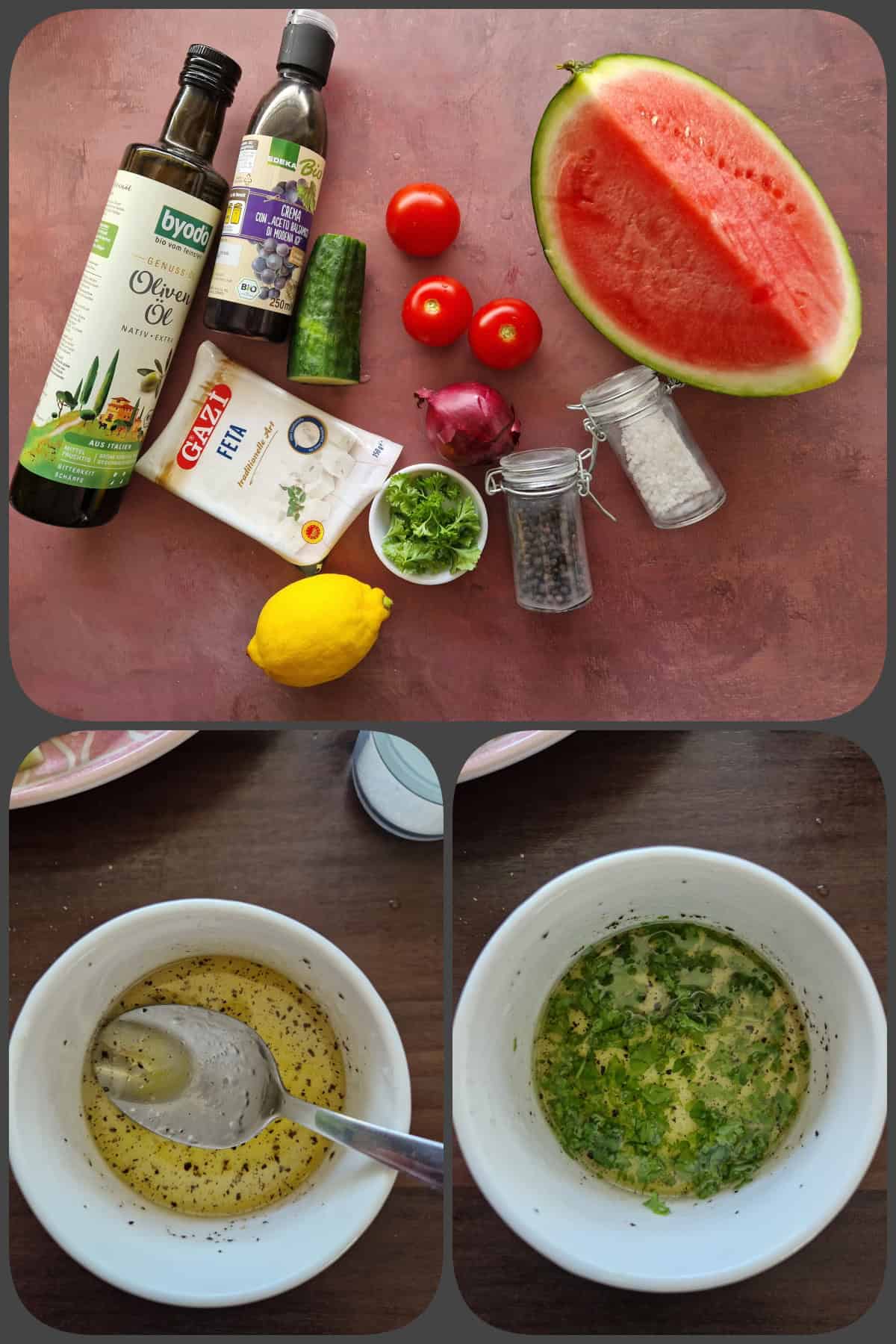 Zutaten für den Wassermelonensalat