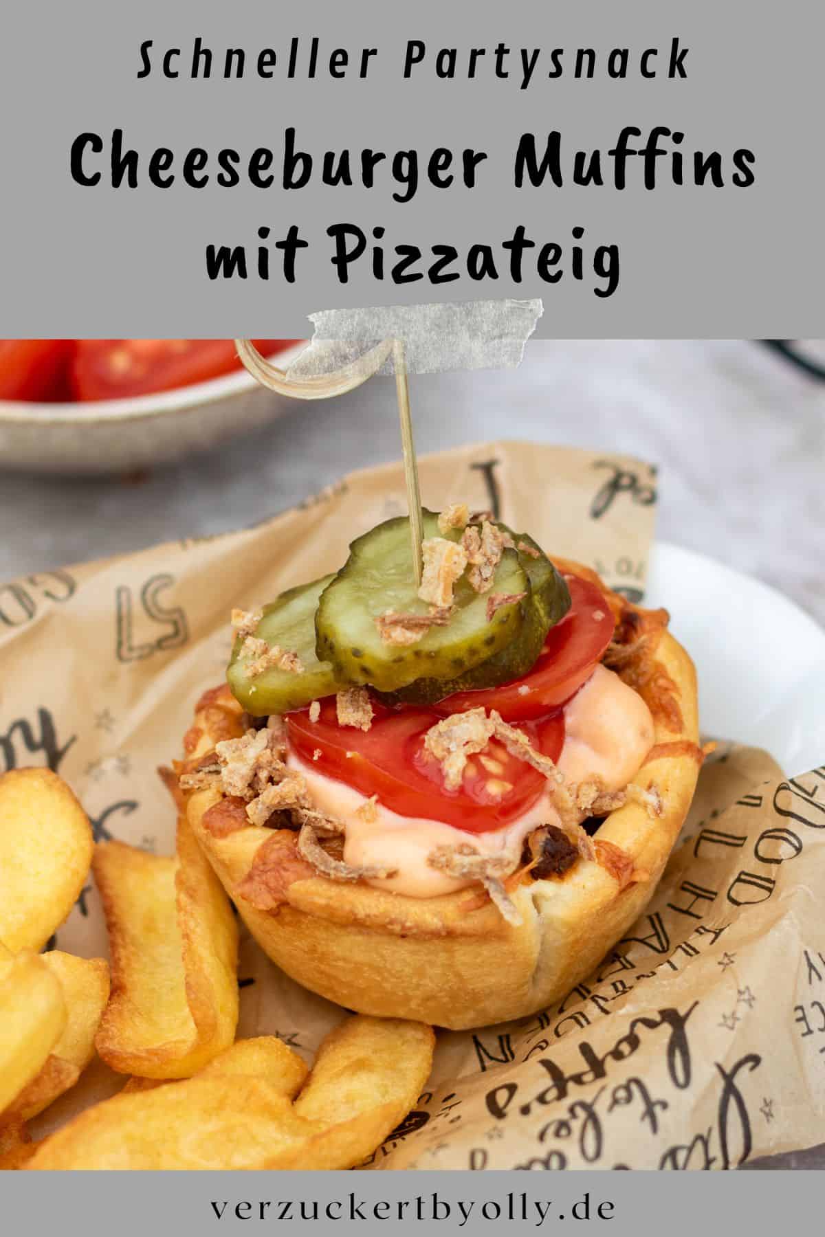 Pin zu Pinterest: Cheeseburger Muffins - schnelles Party-Fingerfood mit Pizzateig aus dem Kühlregal