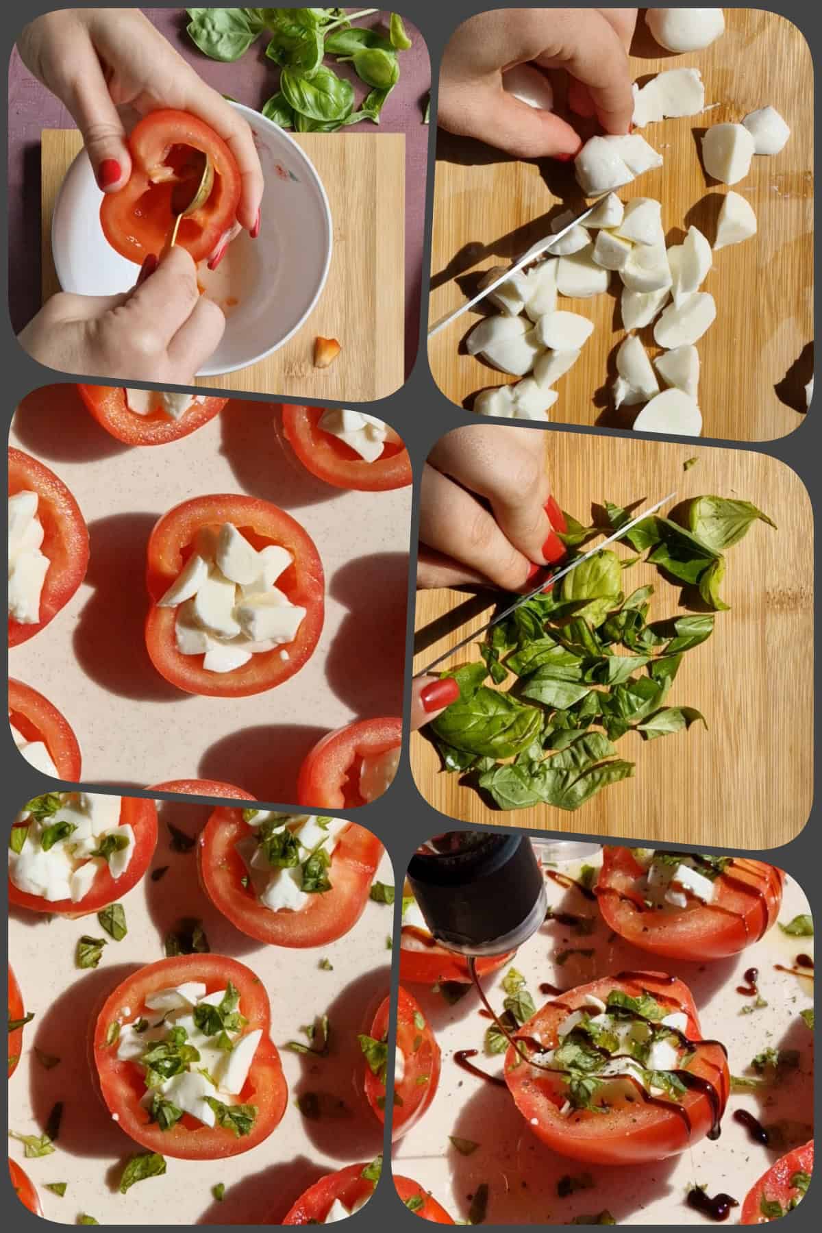 Zubereitungsschritte Caprese Tomaten