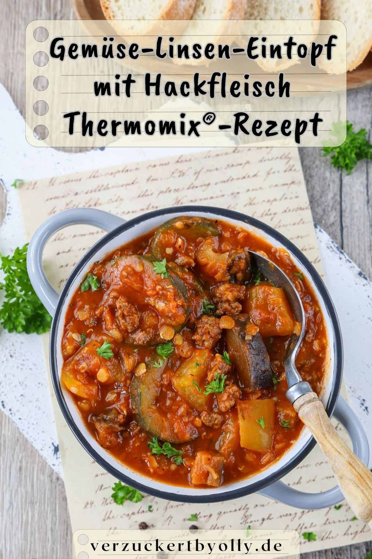 Pin zu Pinterest: Gemüse-Linsen-Eintopf mit Hackfleisch im Thermomix®