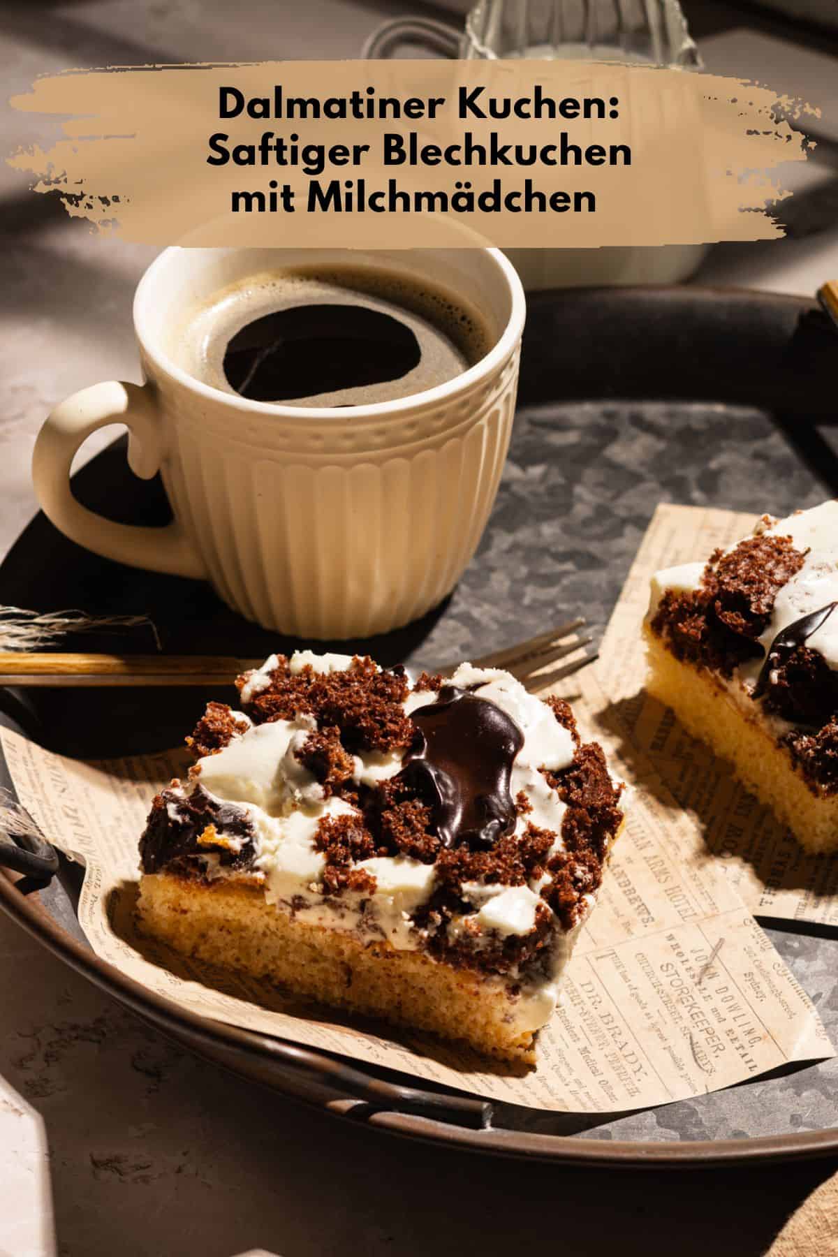 Pin zu Pinterest: Dalmatiner Kuchen Rezept: Saftiger Blechkuchen mit Milchmädchen & Schmand  (Thermomix®-geeignet)