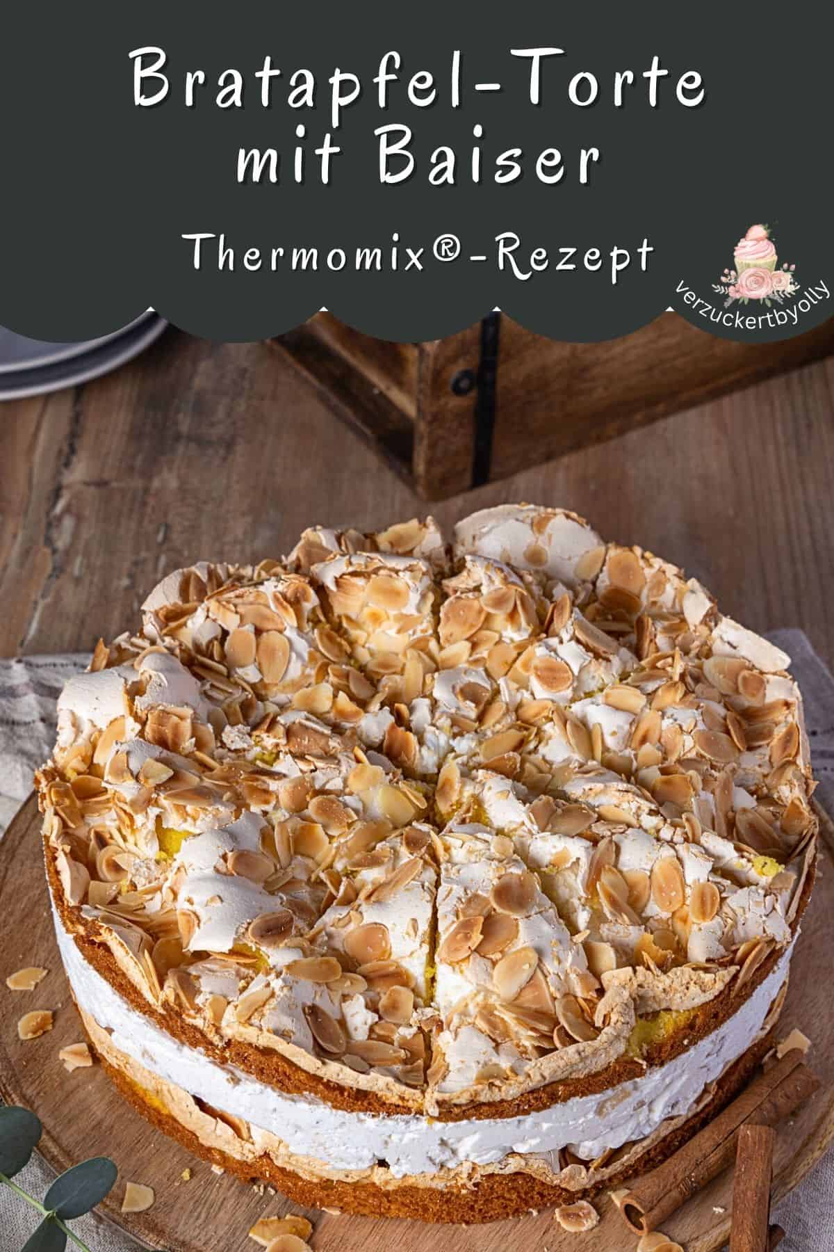 Pin zu Pinterest: Bratapfel-Torte mit Baiser (Himmelstorte mit Bratapfelfüllung): Einfaches Thermomix®-Rezept für die kalte Jahreszeit
