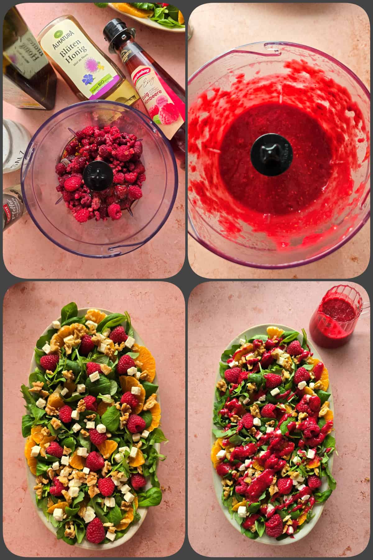 Zubereitungsschritte Feldsalat mit Himbeeren, Orangenfilets und Feta 2/2