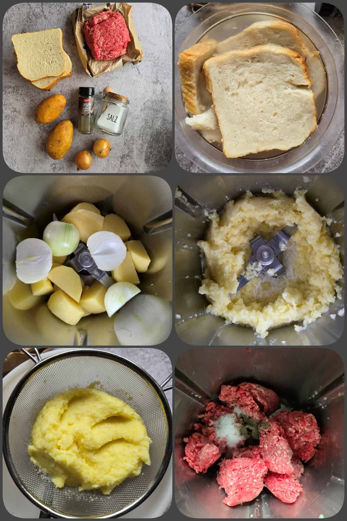 Zubereitungsschritte Frikadellen aus dem Thermomix® mit Weißbrot und Kartoffeln nach Omas Rezept 1/2