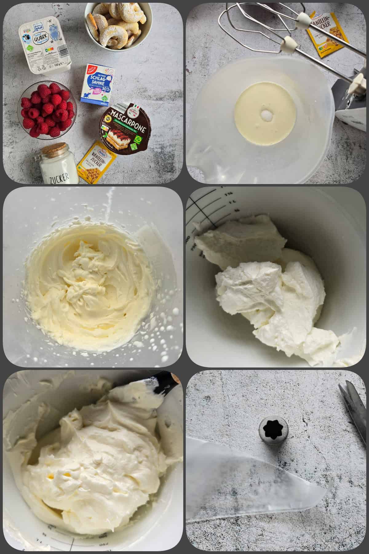 Zubereitungsschritte Vanillekipferl-Dessert mit Himbeeren und Mascarpone 1/2