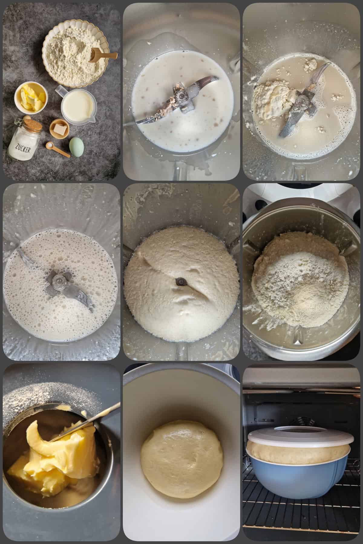 Zubereitungsschritte Hefekranz mit Nussfüllung aus dem Thermomix® 1/5 (Hier: Wie der Hefeteig geknetet wird.)