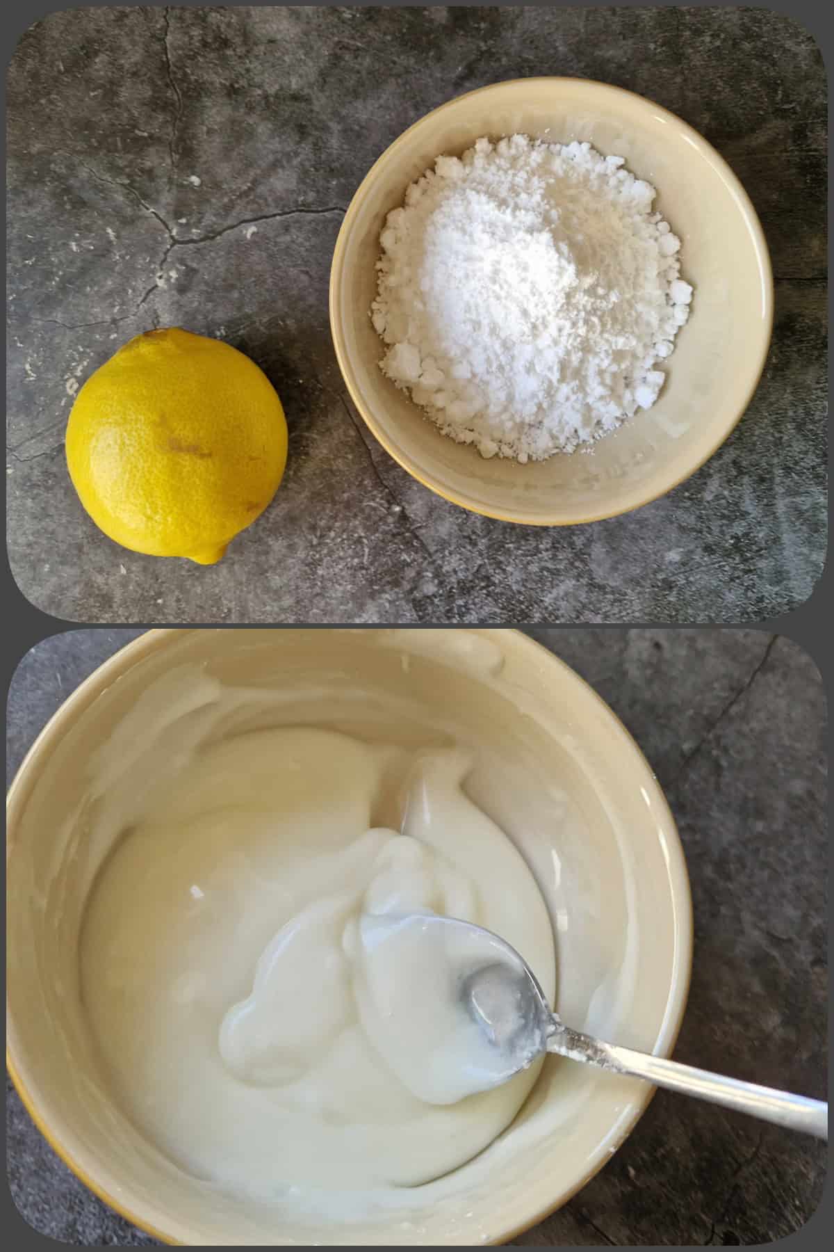 Zubereitungsschritte Hefekranz mit Nussfüllung 5/5 (Hier: Wie der Zuckerguss vorbereitet wird.)