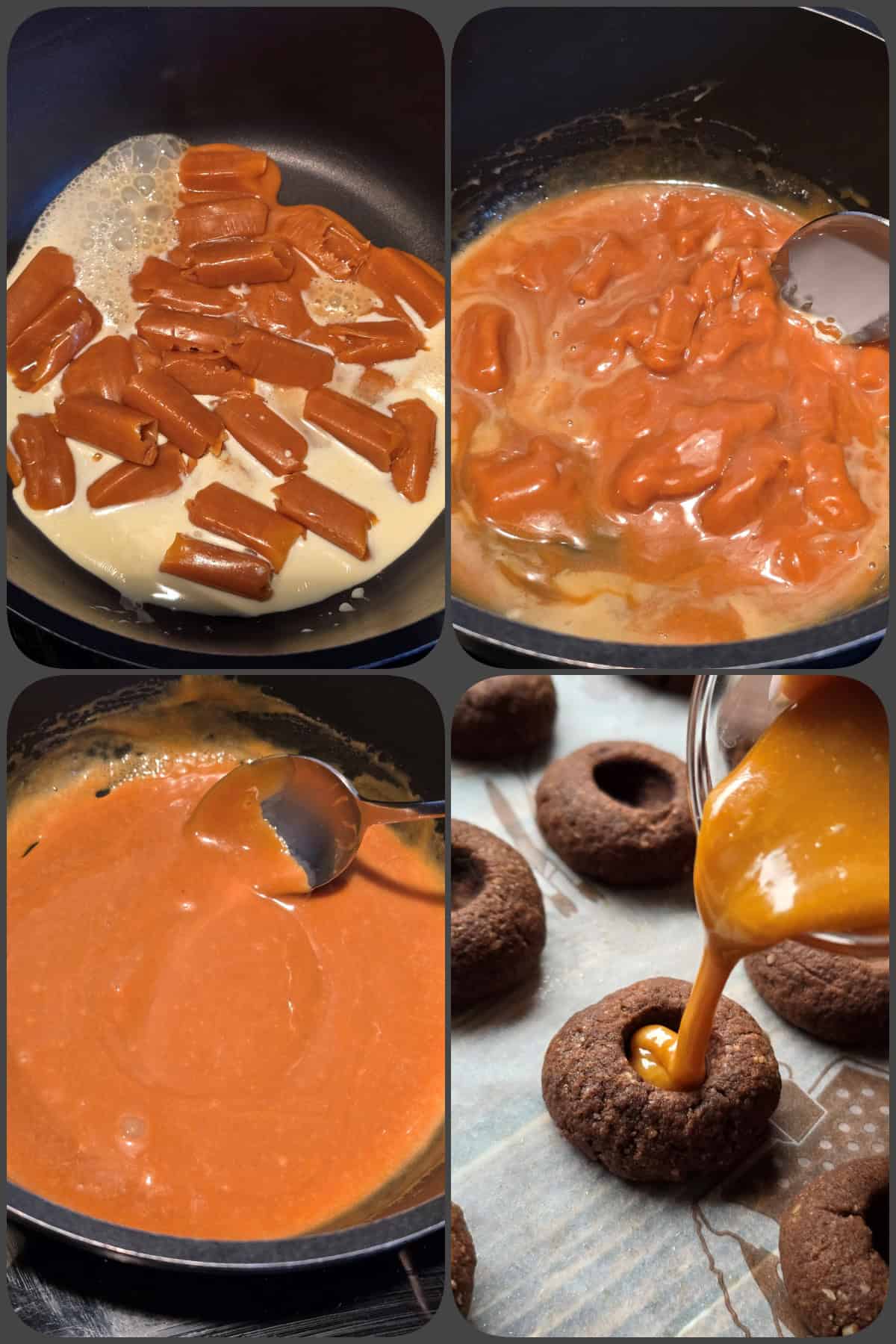 Zubereitungsschritte Schoko-Engelsaugen mit Karamell-Füllung aus Karamellbonbons 3/3