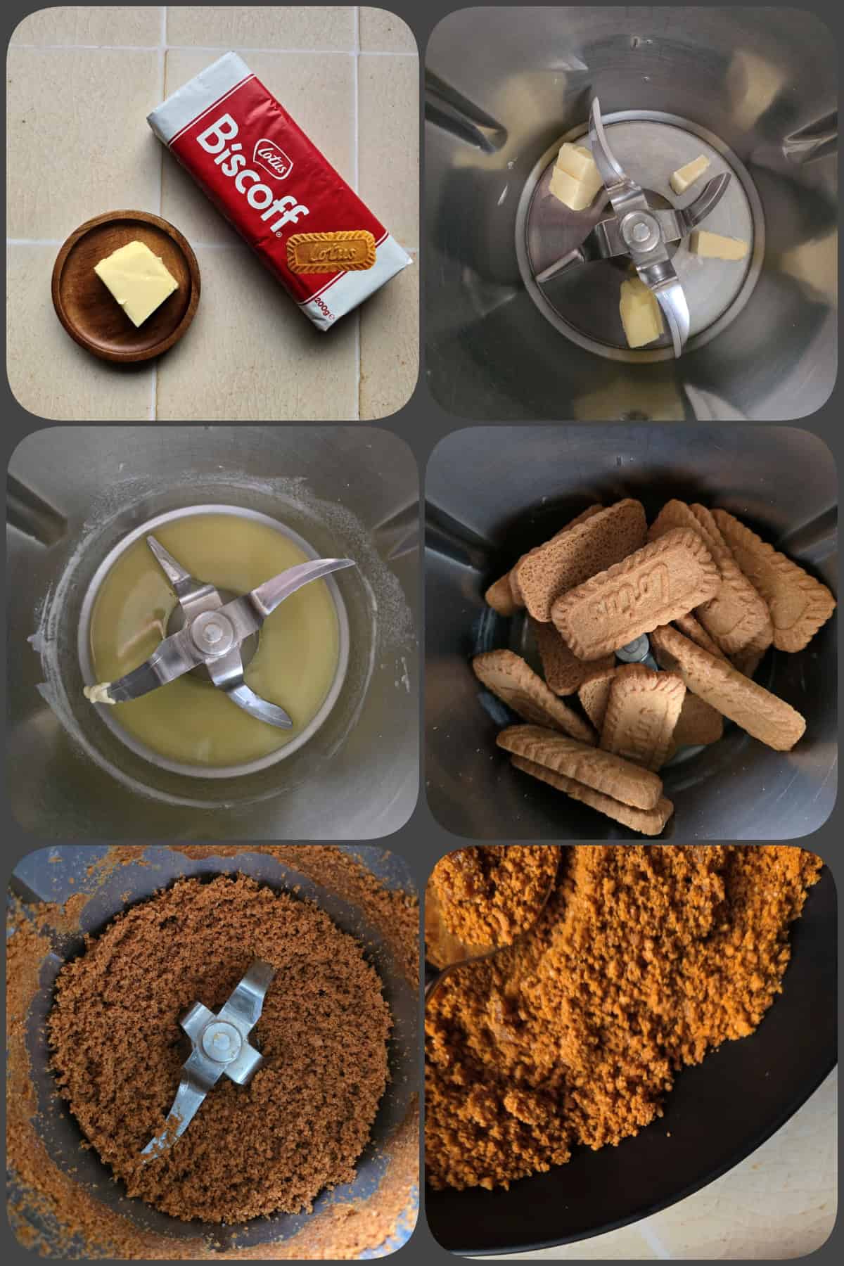 Zubereitungsschritte Lotus Dessert im Glas mit Himbeeren: Schnelles Feiertags-Rezept (Thermomix®) 2/4
Hier: Lotus Biscoff Kekse im Thermomix® zerkleinern.