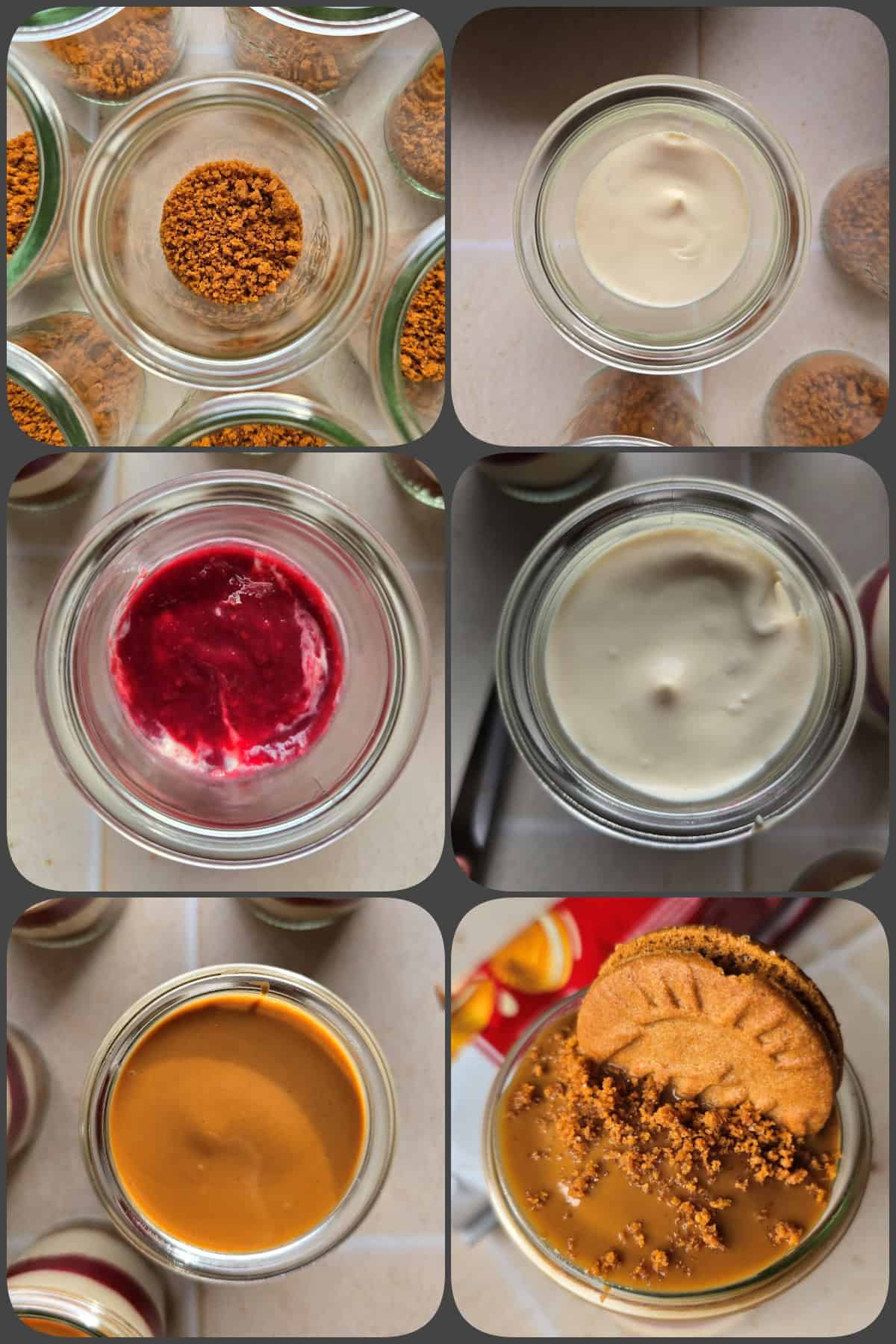 Zubereitungsschritte Lotus Dessert im Glas mit Himbeeren: Schnelles Feiertags-Rezept (Thermomix®) 4/4
Hier: Lotus Biscoff Dessert mit Himbeeren in kleinen Gläsern schichten.