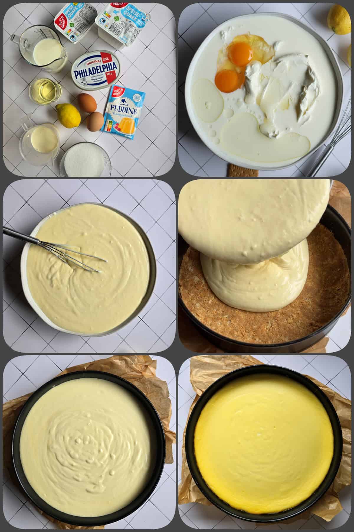 Zubereitungsschritte Zitronenkäsekuchen 2/3 (Quark-Frischkäsemaße zubereiten)